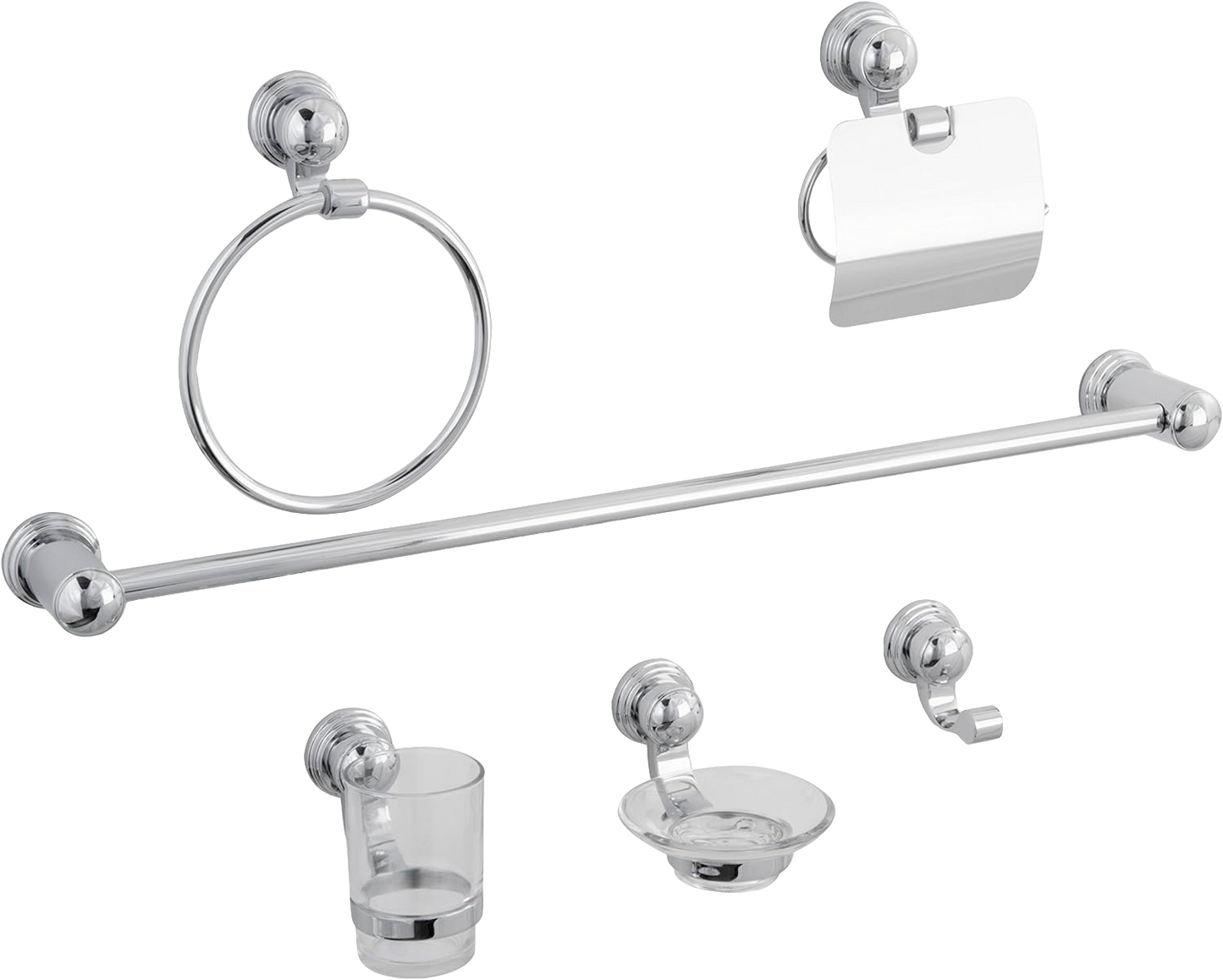 ACCESORIOS DICA P/BAÑO JGO 6PZAS CROMADO 1200
