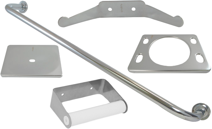 ACCESORIOS RUGO P/BAÑO JGO 5PZAS P/EMPOTRAR CROMO ABA