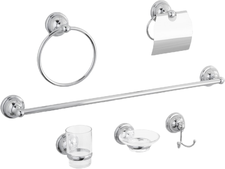 ACCESORIOS RUGO P/BAÑO JGO 6PZAS P/EMPOTRAR CROMO JE33C