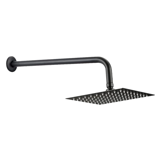 REGADERA MEER C/BRAZO Y CH. A. INOX. CUADRADA NEGRO MATE