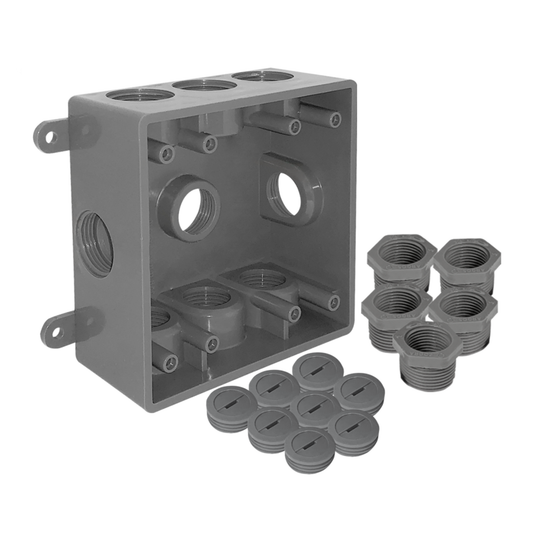 CAJA CUAD. NO METÁLICA 9 ORIFICIOS ROSC.