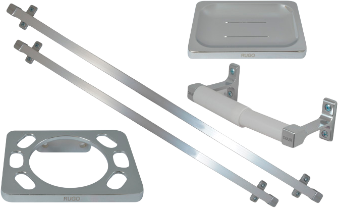 ACCESORIOS RUGO P/BAÑO JGO 5PZAS P/EMPOTRAR CROMO ABB