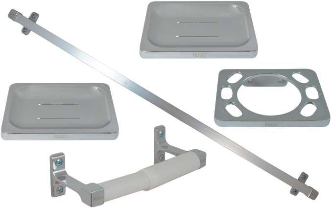 ACCESORIOS RUGO P/BAÑO JGO 5PZAS P/EMPOTRAR CROMO ABC