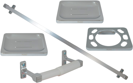 ACCESORIOS RUGO P/BAÑO JGO 5PZAS P/EMPOTRAR CROMO ABC