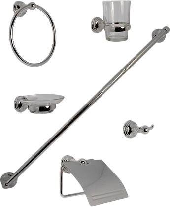 ACCESORIOS RUGO P/BAÑO JGO 6PZAS P/EMPOTRAR CROMO JE02C