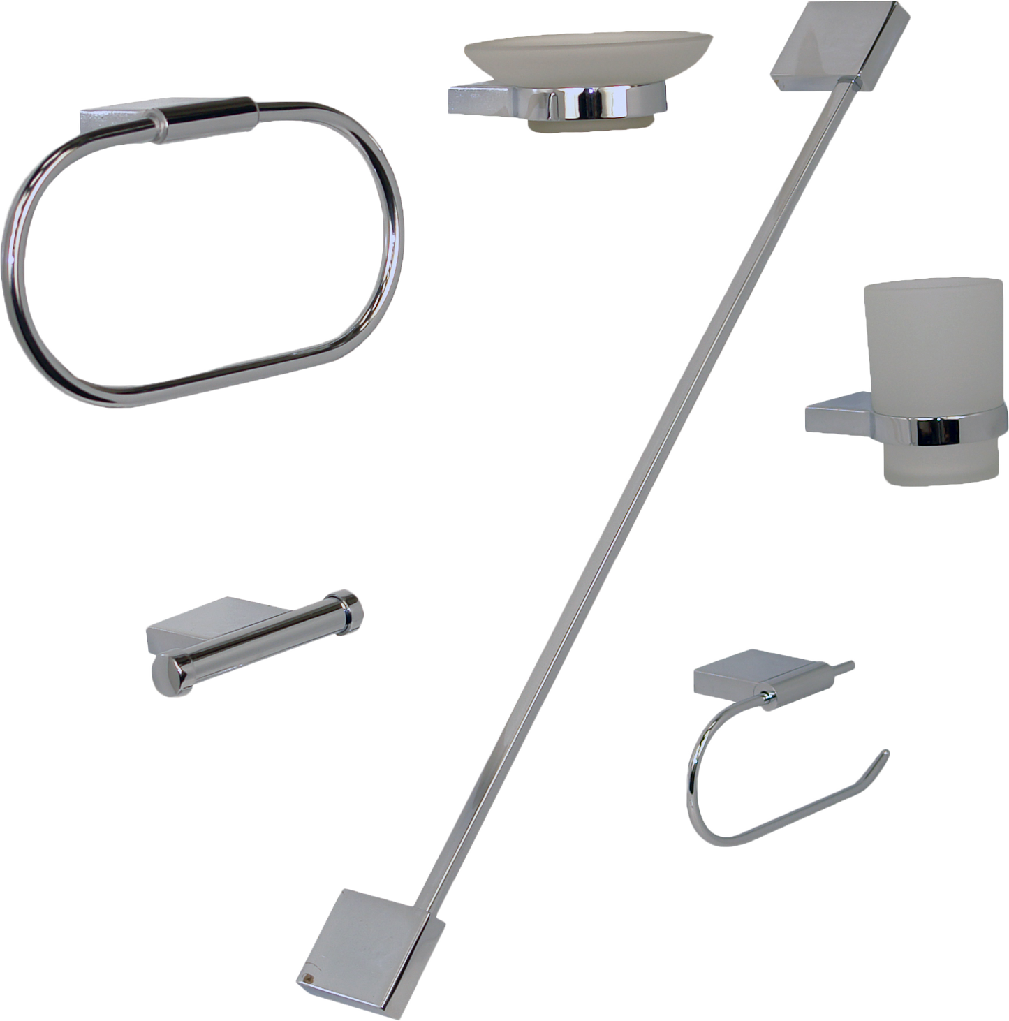 ACCESORIOS RUGO P/BAÑO JGO 6PZAS P/EMPOTRAR CROMO JE97C