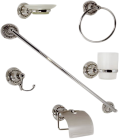 ACCESORIOS RUGO P/BAÑO JGO 6PZAS P/EMPOTRAR CROMO JE98C