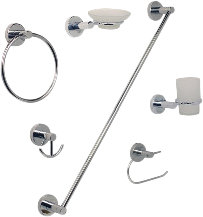 ACCESORIOS RUGO P/BAÑO JGO 6PZAS P/EMPOTRAR CROMO PARIS JE20C